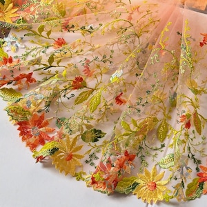 22 cm breit bunte Blume Gaze Netzstoff Stickerei Bekleidung Rock Kleid Nähen Bordüre Spitze Besatz N20T819K250116U