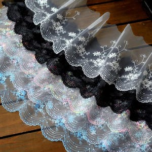 5 yards 13 cm 5,11" breed bloemengaas coquille tule borduren jurk rok lingerie stof materiaal randen kant trim lint N20T625L250611U