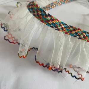 5 Meter 6 cm breit ivory Gaze Netzstoff Kind Puppe Rüschenfalte flauschiger Rock Kleid Hemd Einfassung Material Spitzenbesatz Band V47P1117L241122X