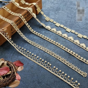 5 yards 1,2-5cm breit gold/silber stoff stickerei diy hochzeitskleid rock hemd eingefasst spitzenbesatz band bänder B34T56P230715V