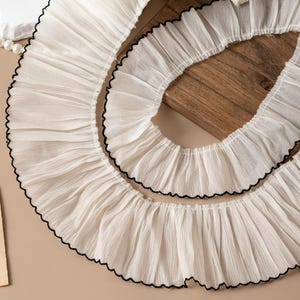 3 Meter 5-8 cm breit schwarz beige Netz Rüsche Falte Spitze Accessoires Handarbeit Bündchen Rock Kleid Shirt Tasche Einfassung Stoff C39Y407M250119J