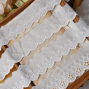 10 yardS 4.5-5 cm breit Baumwollstoff Stickerei Spitzenband DIY Handarbeit Kleid Rock Ärmel Kragen Kanten Zubehör N20T874P250608U