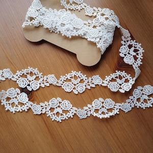 5 yards 2,5 cm 0,98 po. de large ivoire rose soluble dans l'eau broderie dentelle bordure creuse bricolage jupe chemise bord décoration accessoires T10N1083P250217Y