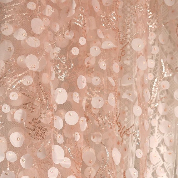 1X1.5meter wide pink petal beads gauze mesh curtain tabble | Etsy