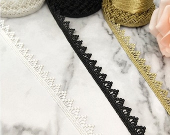 15 yards 1.5cm 0.59" wide black/white/gold fabric embroidery wedding party dress skirt shirt clothes lace trim ribbon tapes Z34E98M230716V