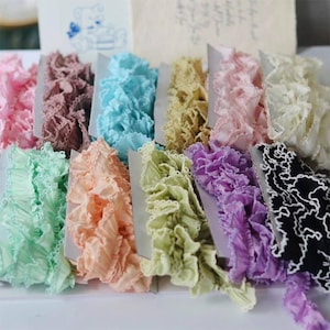 5 metros, 2,6-3 cm de ancho, de algodón beige/morado, con pliegues y arrugas, para dobladillos de faldas, ribetes de camisas, cinta de encaje Z1T639P240717T