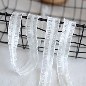 10 Meter 2 cm breit weißer elastischer Gaze Rüschenstoff Garn Spitzenbesatz Band DIY Kleid Rock Kanten Material Dekoration S18D774W190315T