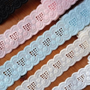 10 yards 3 cm 1,18" breed ivoor/beige katoenen hart holle borduurstof DIY rok jurk randmateriaal kant trim lint T10N1074P250217Y