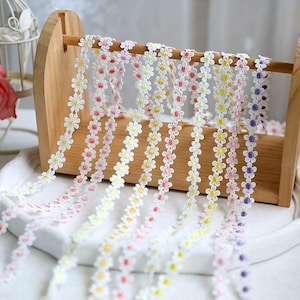 10 mètres 1,3-1,7 cm de large ivoire jaune rose violet marguerite bricolage enfant baby doll jupe chemise robe bord bordure en dentelle ruban X28C605Y240202R
