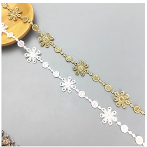 10 yardS 1.8 cm breit gold/weiß Borte Stoff Stickerei Hochzeit Party Kleid Hemd Rock Kleidung Spitze Zierband Bänder Z34E171L230720G