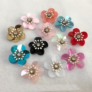 15pcs 2.5cm 0.98&quot; wide sequins beading floral stickers shoes bags hats DIY sewing accessories decorative patches appliques K38V11V241119T