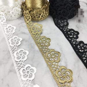 5 yardas 3,3 cm 1,29" de ancho negro/blanco/dorado tela bordada boda fiesta vestido falda camisa ropa encaje ribete cintas Z34E88J230716V