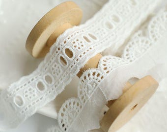 10 meterS 2.7cm 1.06" wide ivory cotton scallop fabric embroidery lace trim ribbon tapes children skirt clothing material X28C523P250404R