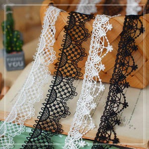 10 jardas 3-3,5 cm de largura preto/marfim tecido recortado bordado vestido saia renda guarnição fita costura borda material acessórios N20T428L221003T