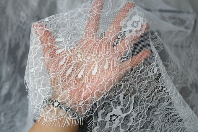 3X1.5 meters wide black/gray/ivory eyelash mesh embroidery | Etsy