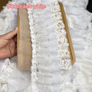 2 Meter 11 cm 4.33" breit 3 Lagen flauschige Falten Rüschen Rüsche Puppe Rock Kleid Ärmel Vorhang Einfassung Spitzenbesatz V24X877L240710V