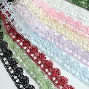 10 mètres 1,8-3,2 cm de large festonné rose évider broderie tresse robe jupe dentelle garniture ruban bordure accessoires matériel T21P37C250212V