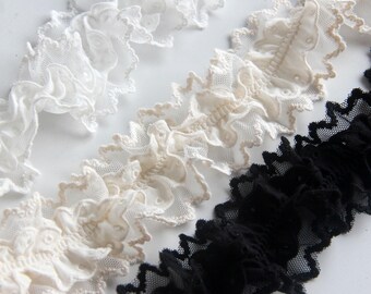 3 yardS 5cm 1.96" wide black/beige/white ruffle cotton fabric hollow lace trim ribbon diy handmade dress skirt edge material X10C941R230530T