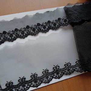 10 jardas 4,3-9,5 cm de largura Laço preto floral malha gaze Bordado Renda guarnição Saia vestido camisa Borda DIY Acessórios material T10N1081P250217Y