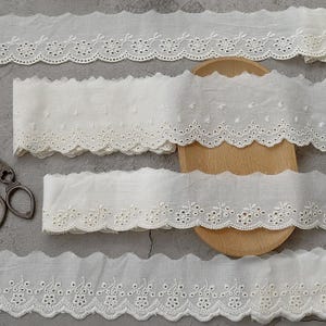 10 yards 4,5-6,5 cm breed Beige katoenen holle stof geborduurde kantversiering lint jurk rok hoeden tas randtape accessoires N20T900P250618U