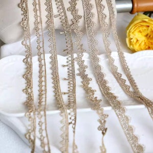 10 meters 8-12mm wide vintage gold scallop diy child baby doll skirt shirt dress sleeves material edge lace trim ribbon X28C607R240202R
