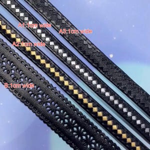 Tira de cuero PU hueco tejido en color café dorado y negro de 3 yardas (1-2 cm de ancho), ideal para hacer manualidades, para disfraces, vestidos, faldas, accesorios C43P10K250323V