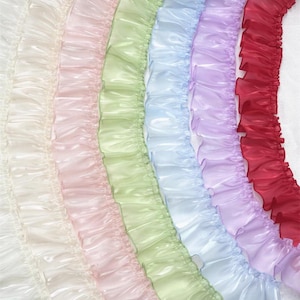 10 Meter 5 cm 1,96 "breit Multi Farbe Perlglanz Satin plissiert Rüschen Spitzenbesatz Band Manschetten Kuchen Rock Kanten Dekoration C24X1018P250526C