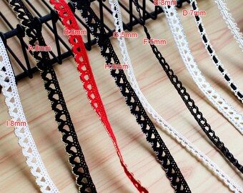 15 yards/lot 5-8mm wide black/white red gold cotton braid child doll diy shirt skirt clothes dress lingerie lace trim ribbon Y45X238T230417B