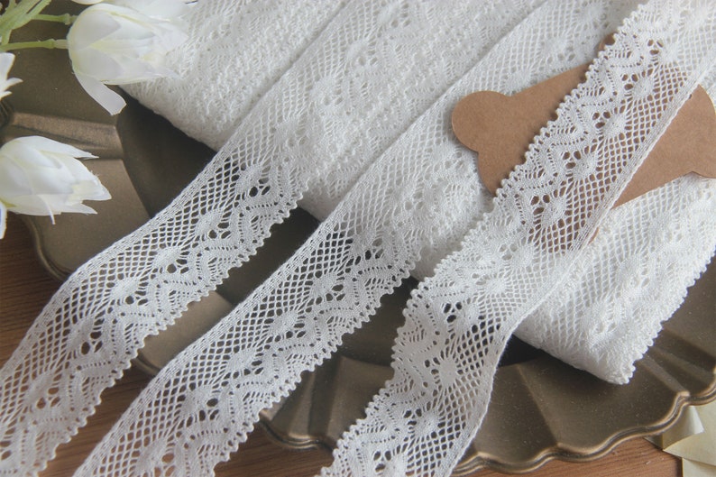 10 yard 4cm 1.57 inches wide ivory cotton craft dress lingerie underwear fabric embroidered lace trim ribbon X10C792W220922T image 1