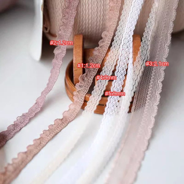 20-40 meters 9-12mm wide ivory/pink/brown stretch elastic doll child dress skirt underwear lingerie edge lace trim ribbon G16R1543R240117L