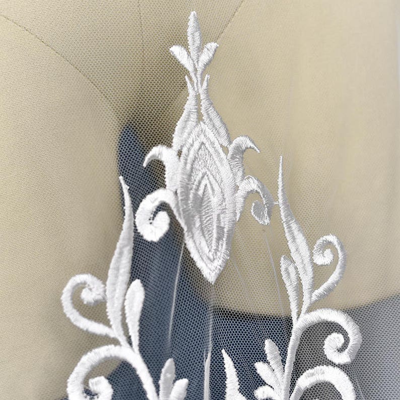0.9x1.3 meter wide ivory mesh tulle gauze dress embroidered veil lace fabric cloth clothing G30E393P0927V free ship