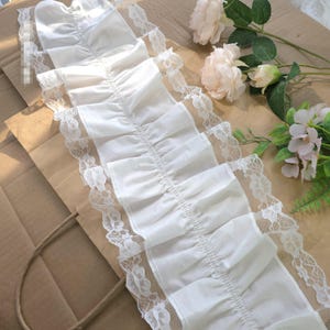 3 Meter 20 cm 7,87 "breites ivory Baumwolle Falten-Spitzenzierband DIY Rock Kleid Hemd Vorhang Kante Material Zubehör C24X965P250405C