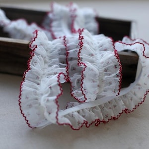 5 meterS 6cm 2.36 inches wide ivory red stretch elastic ruffled pleated lingerie fabric sew craft lace trim ribbon braid V47P1079T220822D