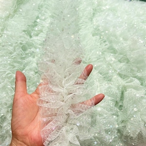 3 Meter 10 cm 3,93 "breites Grün doppellagiges Tupfen-Netz Spitze Zierleiste handgefertigt Bündchen Rock Kleid Ärmel Kanten Dekoration C24X1055P250624C
