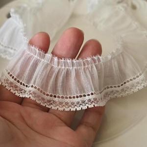 5 metri 3,5 cm 1,37" di larghezza gonna in seta avorio con pieghe arricciate, bordo a foglia di loto, accessori, materiale per abbigliamento, pizzo, nastro Z1T686P250216T