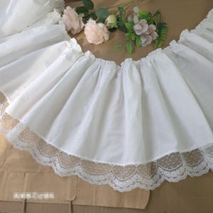 2 Meter 28 cm 11,02 "breites ivory Baumwolle Falten-Spitze-Besatz-Band-Rock-Kleid-Hemd-Vorhang-Kante Material Zubehör C24X966P250405C