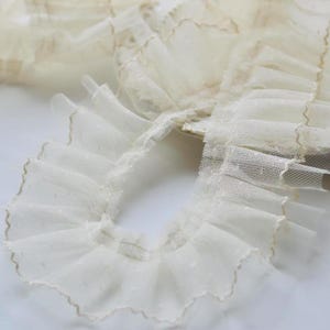 5 Meter 8 cm breit apricot Netzstoff Falten Rüschen Spitzenband Kragen Rock Kleid Vorhang Kanten Kleidung Accessoires Z1T729P250427T
