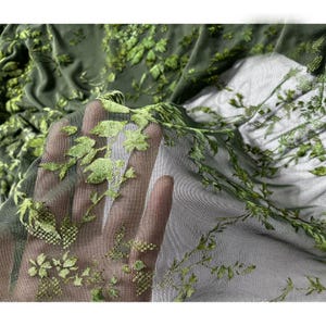 Groene wijnstok bloem jas elastische mesh stof garen handgemaakte bovenkleding jurk rok shirt broek pak kleding ontwerp materiaal Y29C109L260209V S
