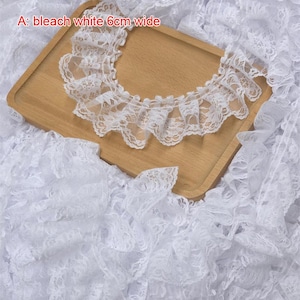 10 meter 6 cm 2,36" breed bleekmiddel wit gaas gerimpelde plooi kant trim lint manchetten rok shirt jurk mouwen randen decoratie C24X1042P250607C