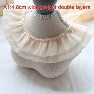 5 Meter 4.8-7.5 cm breit schwarz/apricot Chiffon Rüsche Spitzenborte Schleife Rock Hemd Borte Materialien Accessoires C35U29P241225G
