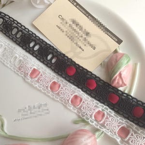 10 yards 3 cm 1.18" breit schwarz/ivory rose Gaze Stickerei Rock Kleid Shirt Rand Material Spitzenbesatz kann durch 6-8 mm Band T19X108M200316B