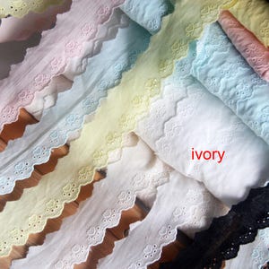 10 yards 3,2 cm 1,25" breed roze/beige/blauw katoenen hart coquille stof borduren kind rok jurk shirt kant trim lint X10C968R250321T