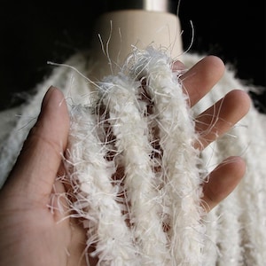 1.5cm 0.59&quot; wide Coarse fur lines white rope trim strap weaving handmade DIY material clothing decoration design accessories Y26V211P250112C