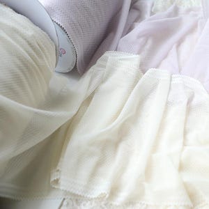 2 Meter 31,5 cm 12,4" breites ivory/lila elastischer Stretch Netzstoff Spitzenbesatz Band Kragen Kleid Kante Material Accessoires G16R1594P250313L