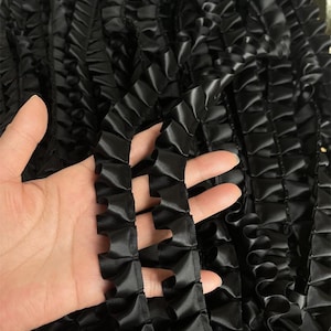 10 Meter 2,2 cm breites schwarzes Satin Falten Spitze Zierband DIY Manschetten Rock Hemd Ärmel Kanten Dekoration C24X1044P250607C