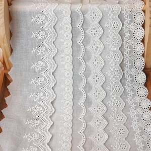 10 yardS 3.5-7.5 cm breiter Baumwollstoff Stickerei Spitzenband DIY Handarbeit Kleid Rock Ärmel Kragen Kanten Zubehör N20T873P250608U