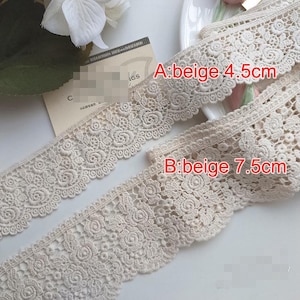 5 yardas 4,5-6 cm de ancho beige rosa festoneado tela de algodón bordado muñeca infantil falda vestido cortina borde encaje cinta de adorno C19U163E240905V