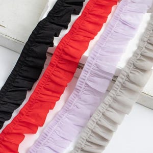 10 Meter 2,5 cm 0,98" breit schwarz/elfenbein/weiß/rot/pink elastischer Rüschen Spitzenbesatz Band handgemacht Kleid Rock Bastelmaterial C39Y424M250228J