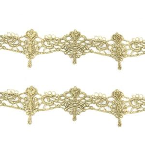 5 iarde 3,5 cm 1,37" di larghezza tessuto dorato ricamo baby doll gonna bambina abito camicia decorazione bordato pizzo nastro nastri Z34E105K230720X