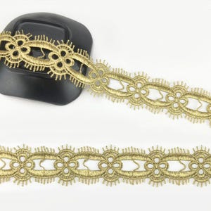 2 jardas 4 cm 1,57" de largura tecido dourado bordado vestido de noiva decoração saia camisa debrum renda guarnição fitas Z34E106V241009